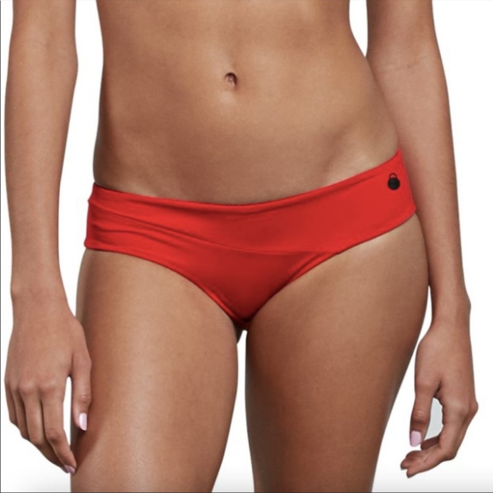 Volcom Simply Seamless Modest Bikini Bottoms.  True Red.  Size Small.